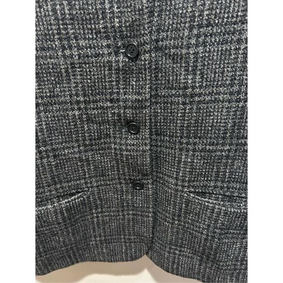 Perry Ellis Wool Windowpane Plaid Woven Peacoat Coat Jacket Womens size 8 Black - Picture 4 of 9